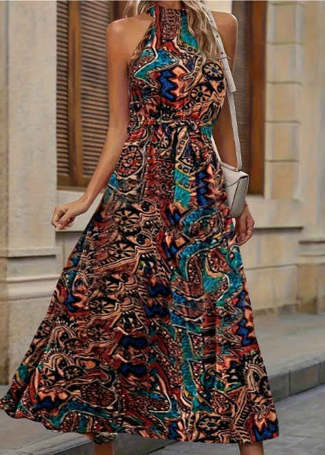Bohemian Halter Neck Maxi Dress – Flowing and Elegant
