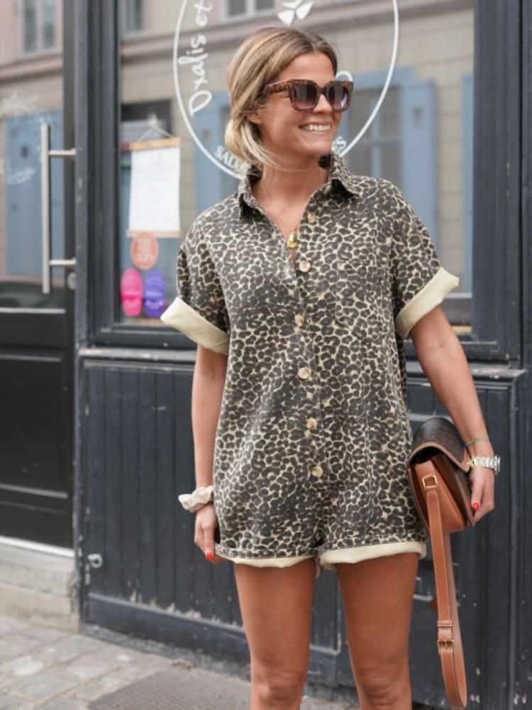 Leopard Print Short Jumpsuit – Bold and Playful