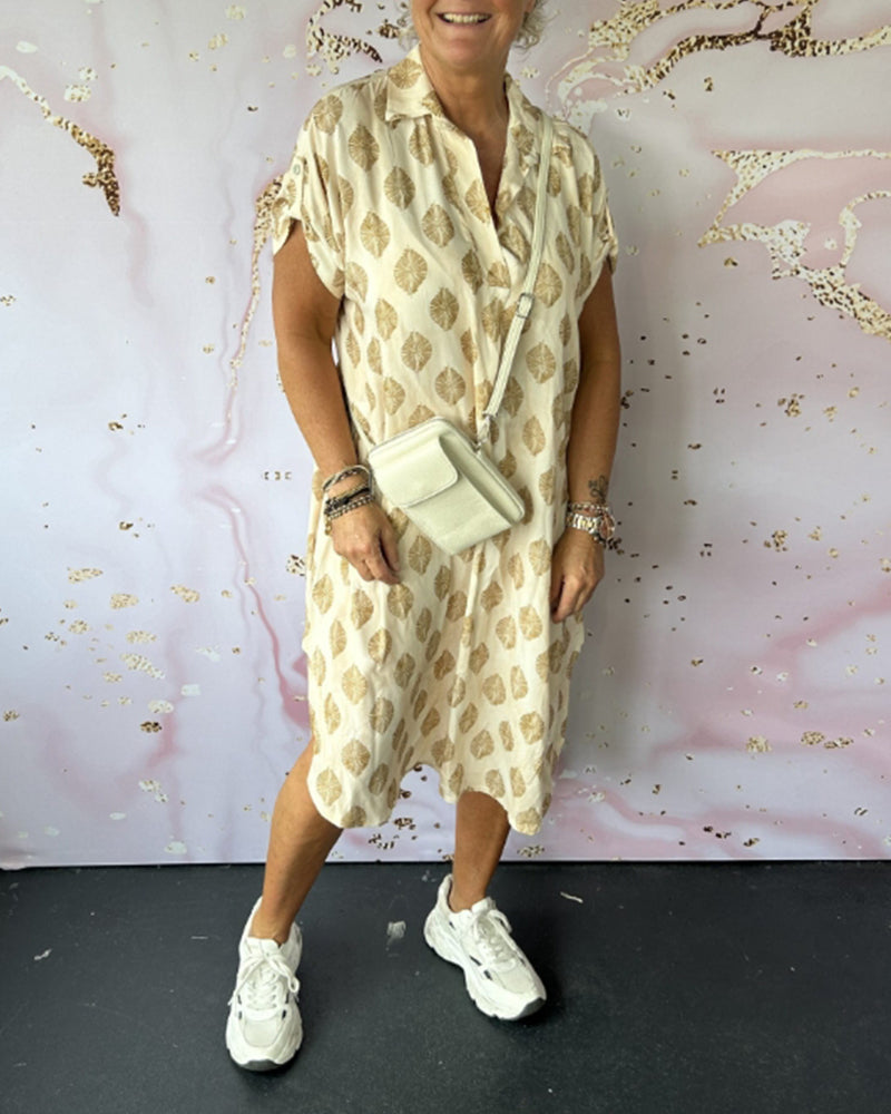 Linen Blend Midi Dress – Lightweight V-Neck Summer Style