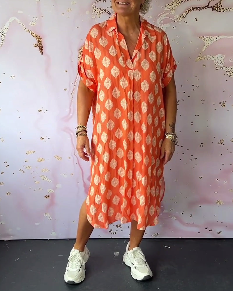 Linen Blend Midi Dress – Lightweight V-Neck Summer Style