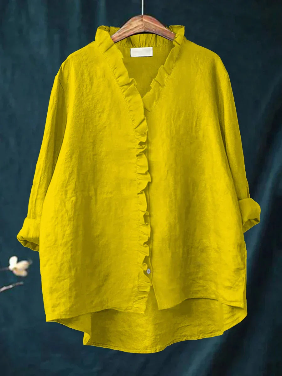 Linen Cotton Ruffle Shirt – Lightweight and Feminine
