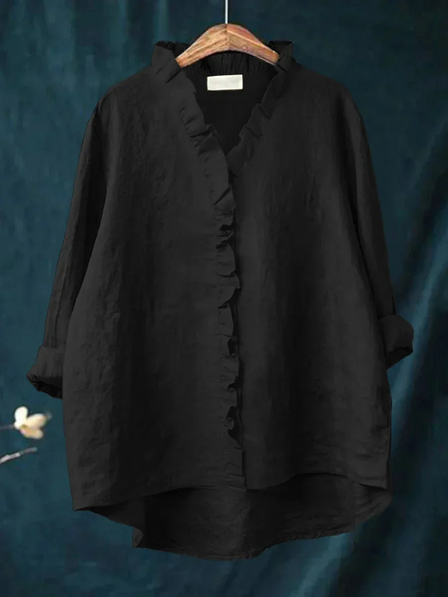 Linen Cotton Ruffle Shirt – Lightweight and Feminine