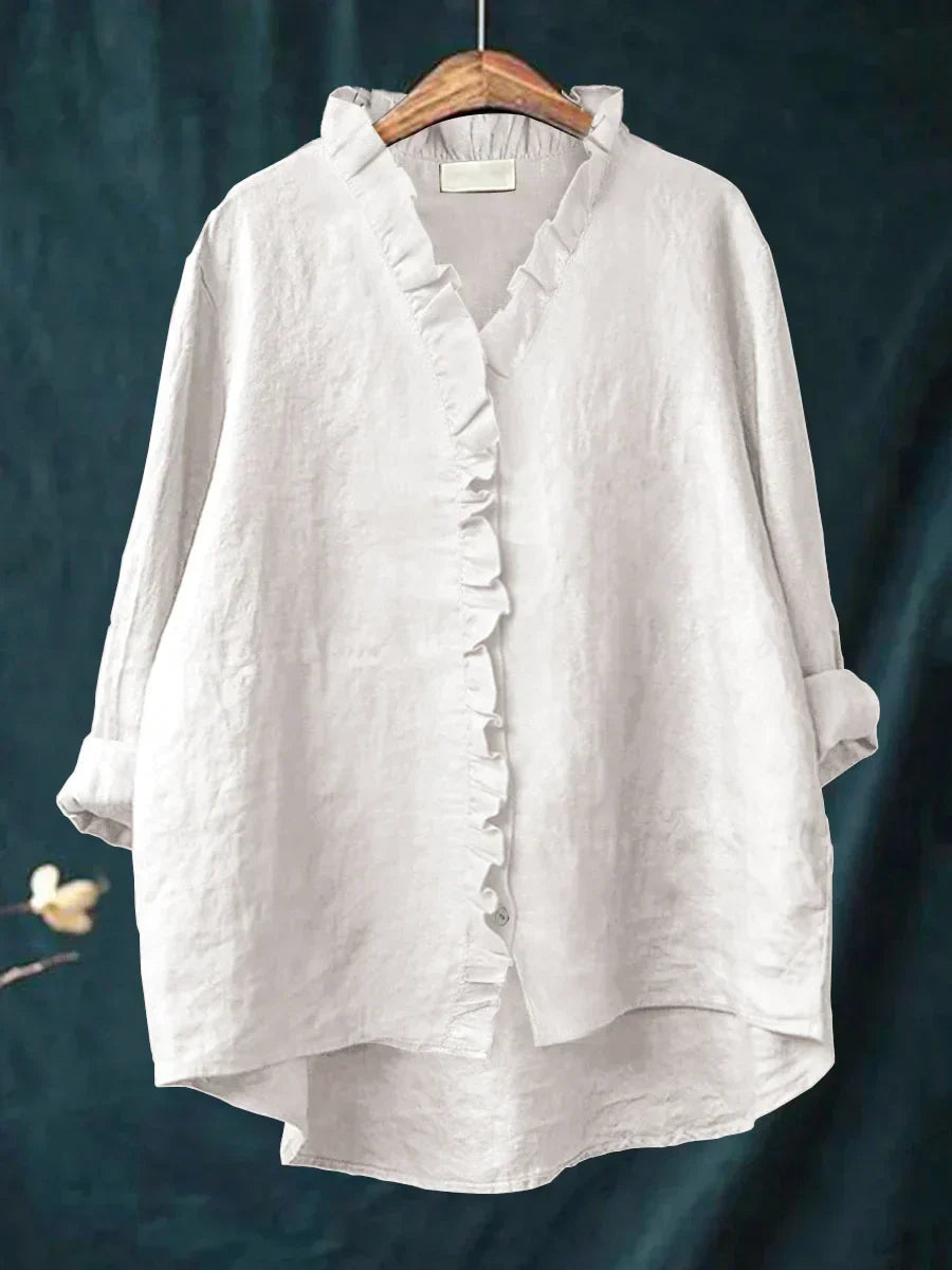 Linen Cotton Ruffle Shirt – Lightweight and Feminine