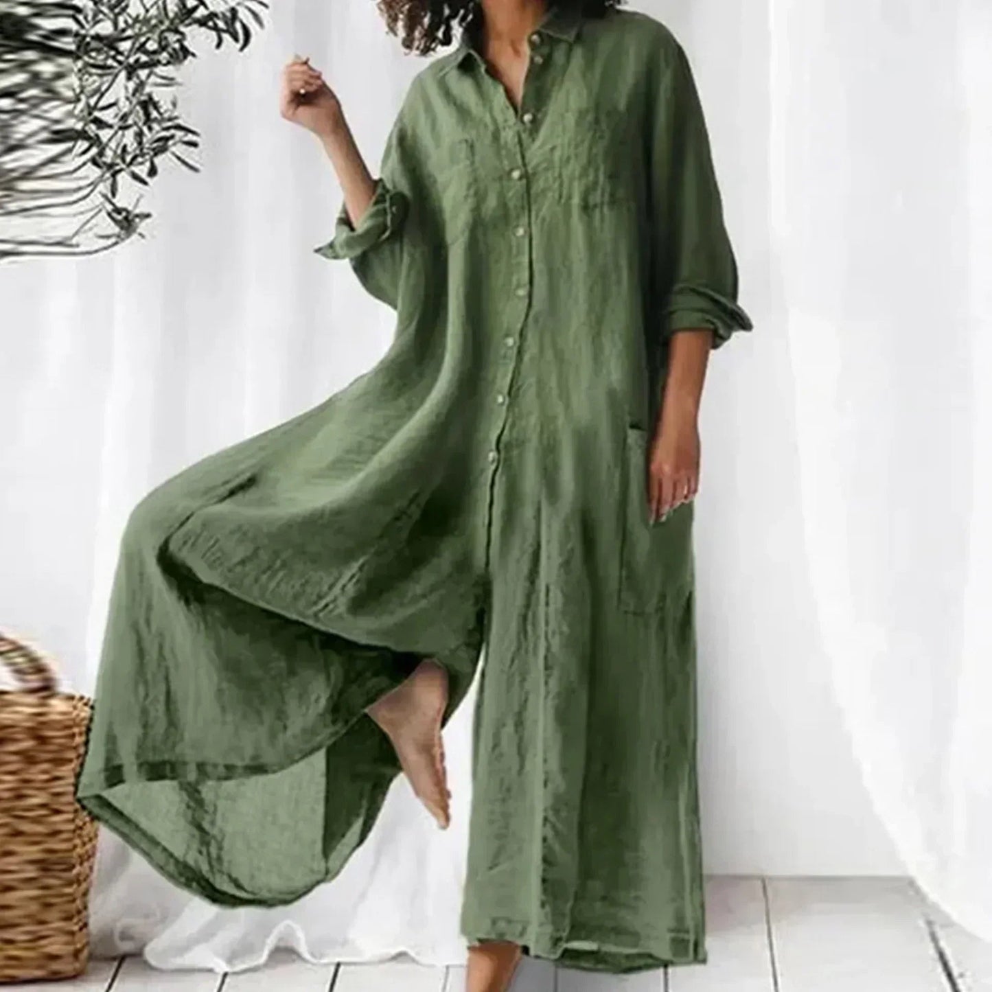 Loose Fit Wide-Leg Jumpsuit – Lightweight and Comfortable