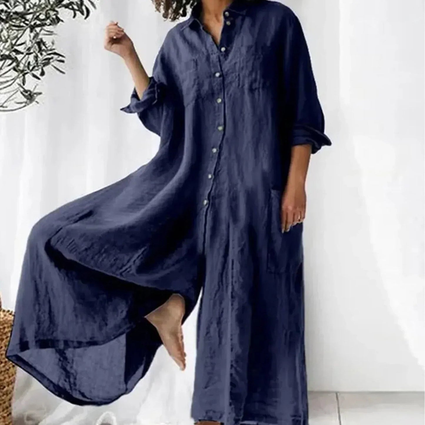 Loose Fit Wide-Leg Jumpsuit – Lightweight and Comfortable