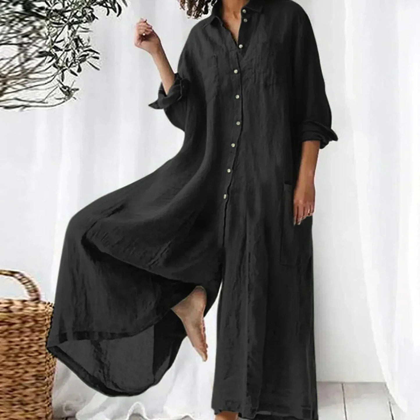 Loose Fit Wide-Leg Jumpsuit – Lightweight and Comfortable