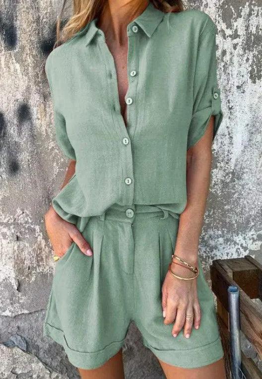 Relaxed Shirt and Shorts Set – Lightweight Summer Outfit