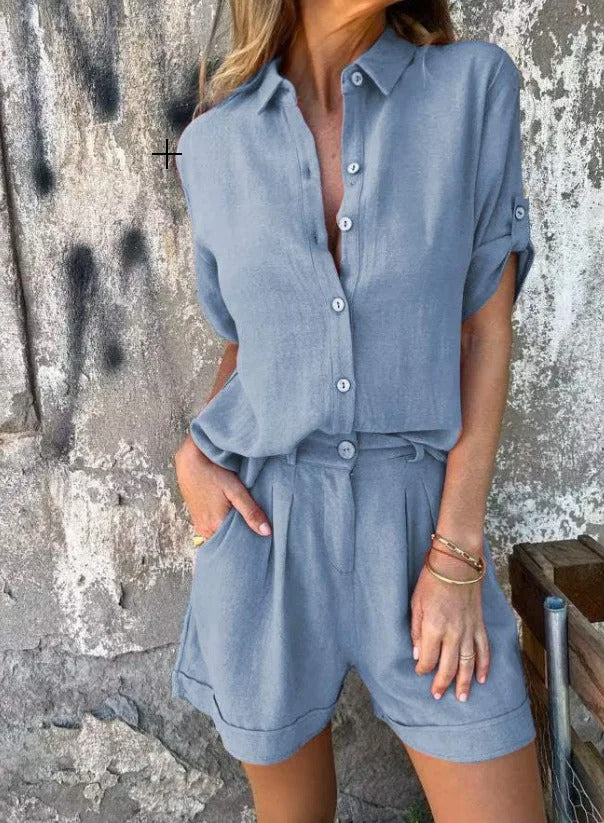 Relaxed Shirt and Shorts Set – Lightweight Summer Outfit