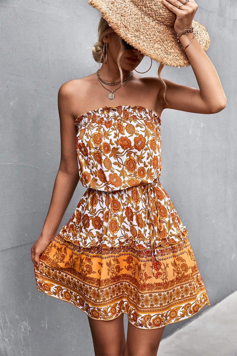 Strapless Boho Mini Dress – Light and Playful