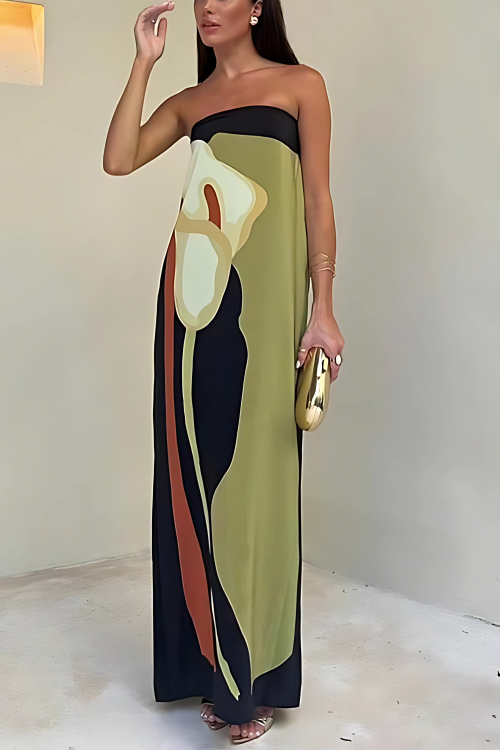 Strapless Long Cocktail Dress – Elegant and Flowing