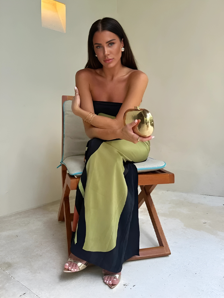 Strapless Long Cocktail Dress – Elegant and Flowing
