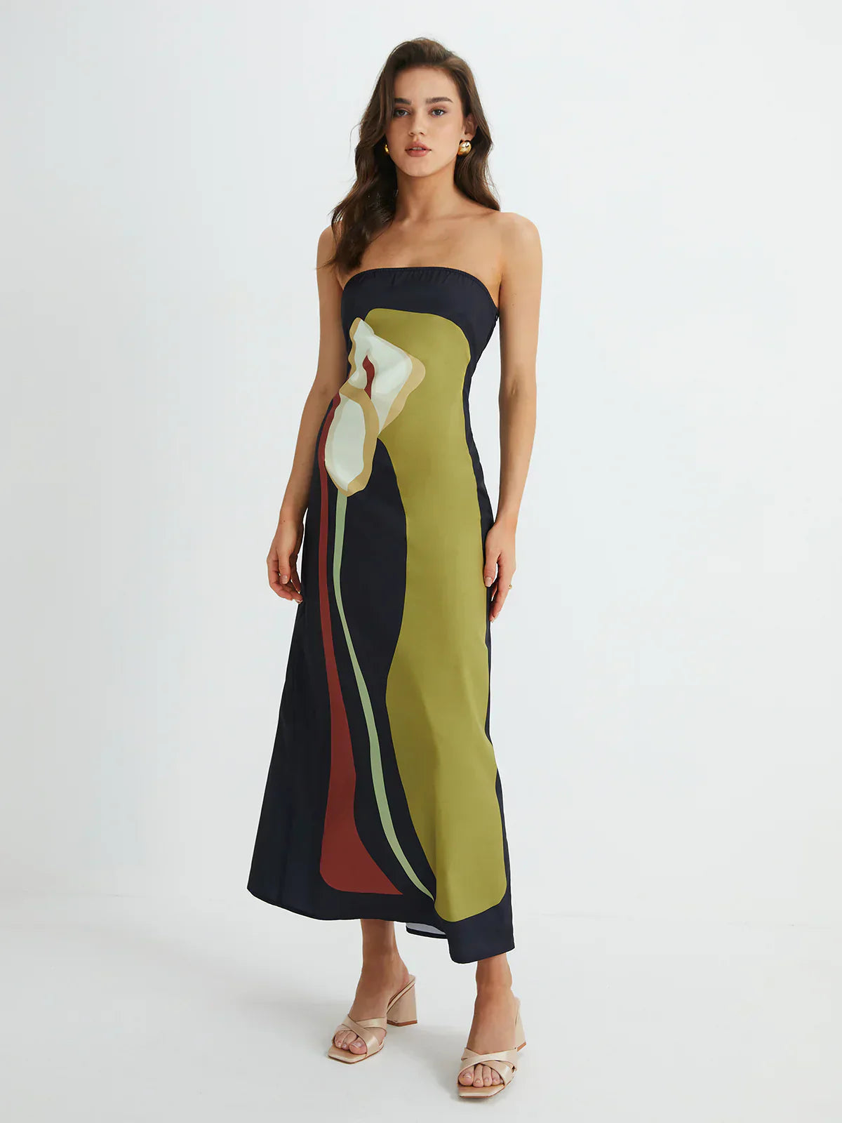 Strapless Long Cocktail Dress – Elegant and Flowing