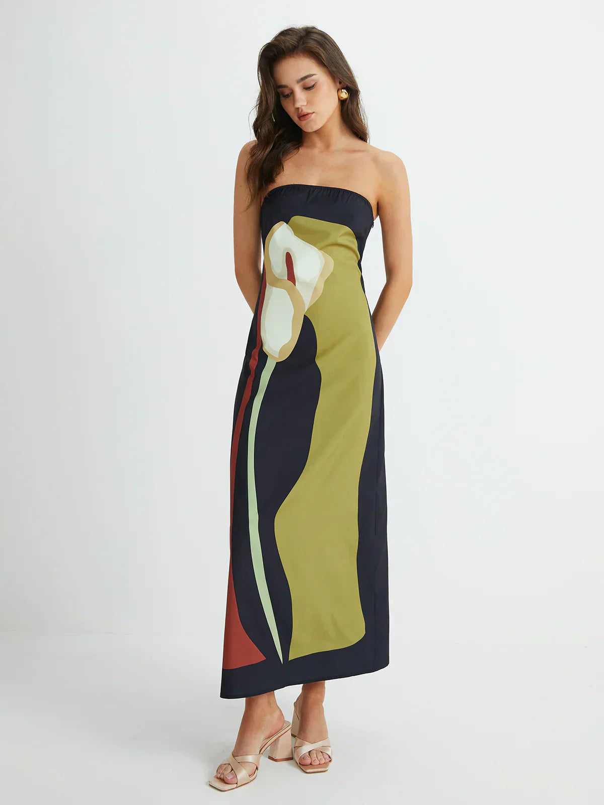 Strapless Long Cocktail Dress – Elegant and Flowing