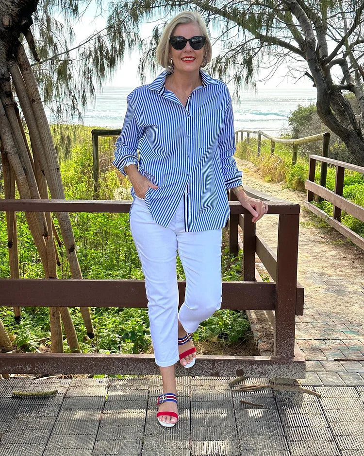Striped Casual Button-Down Shirt – Lightweight and Stylish