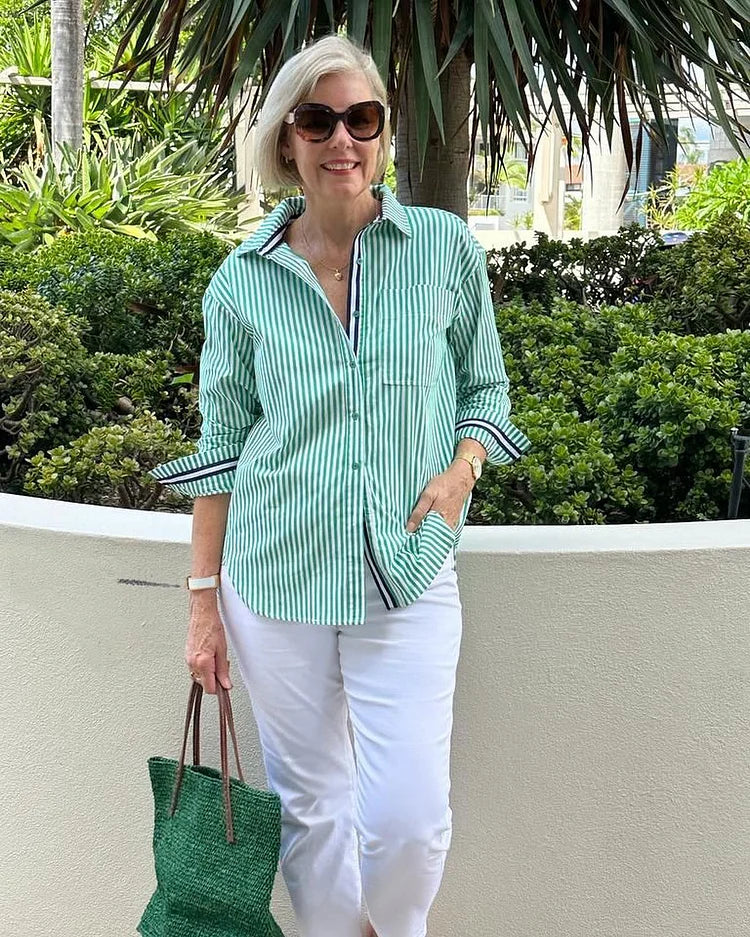 Striped Casual Button-Down Shirt – Lightweight and Stylish