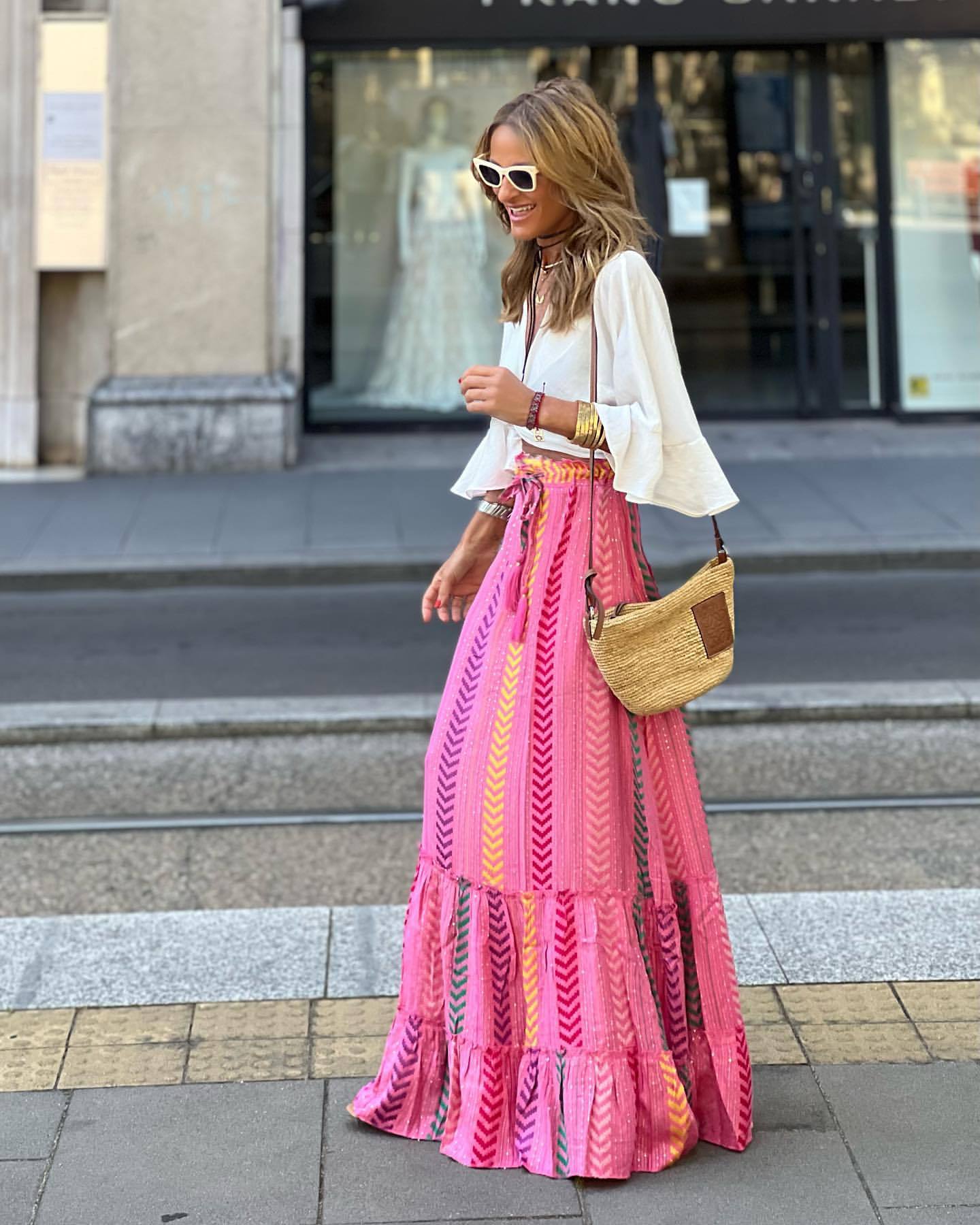 Summer Floral Flared Maxi Skirt – Feminine and Flowy