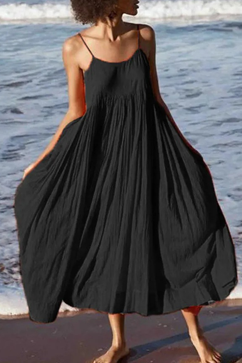 Summer Patchwork Midi Dress with Spaghetti Straps – Breezy and Light