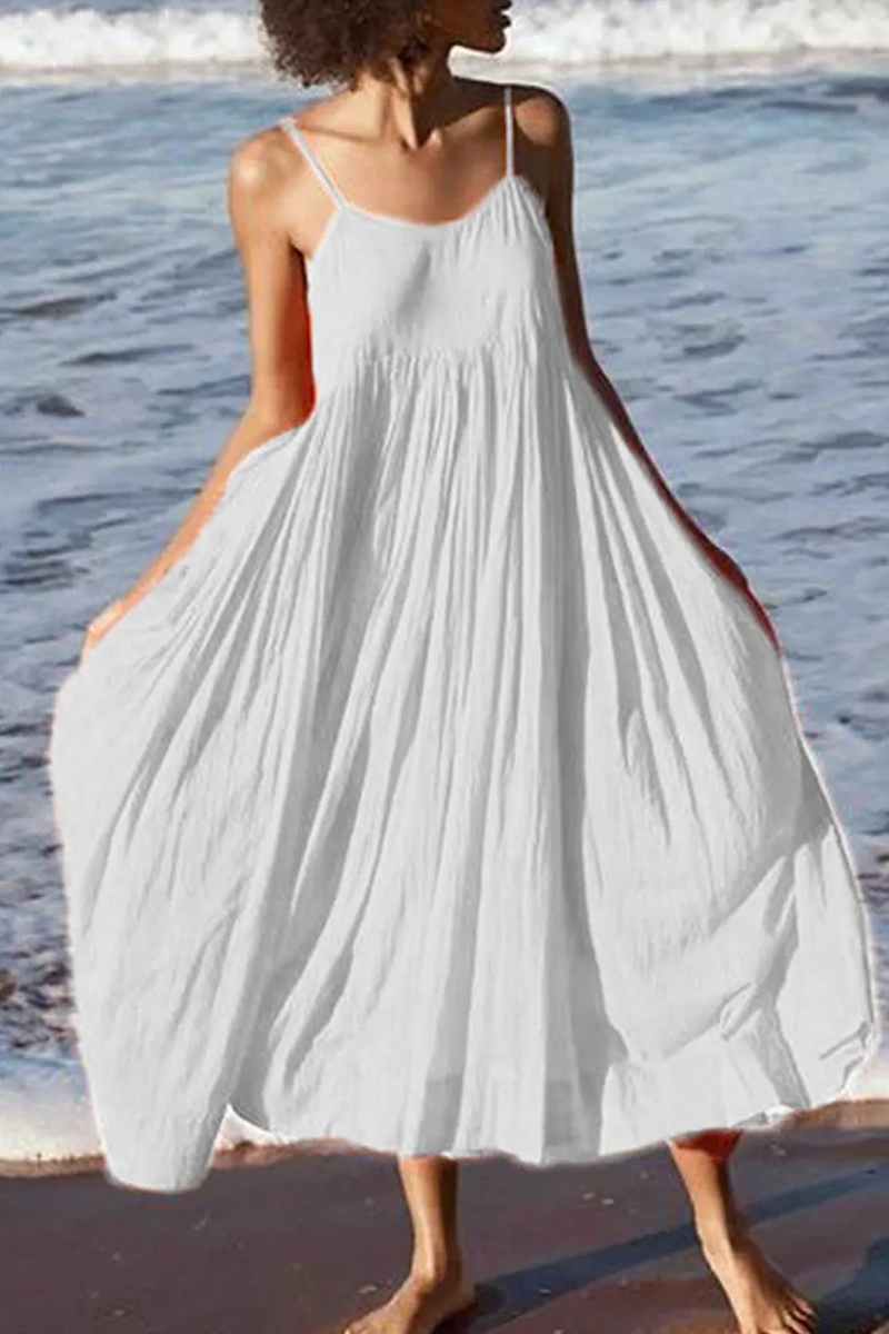 Summer Patchwork Midi Dress with Spaghetti Straps – Breezy and Light