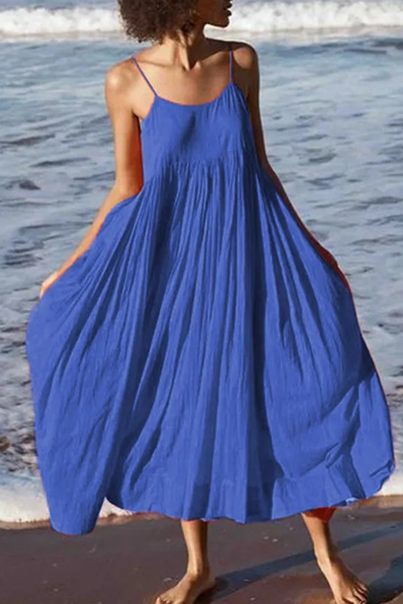 Summer Patchwork Midi Dress with Spaghetti Straps – Breezy and Light