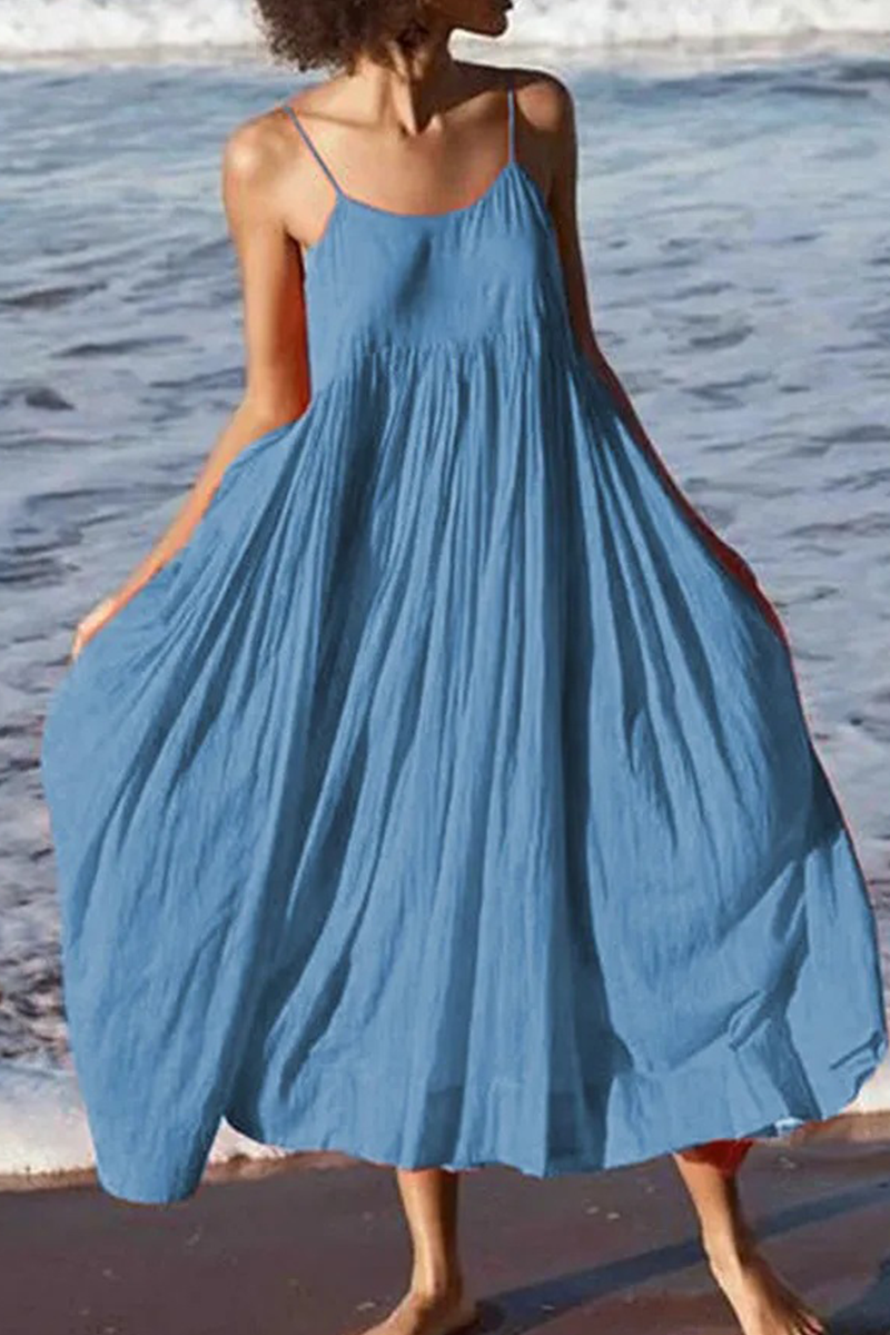 Summer Patchwork Midi Dress with Spaghetti Straps – Breezy and Light
