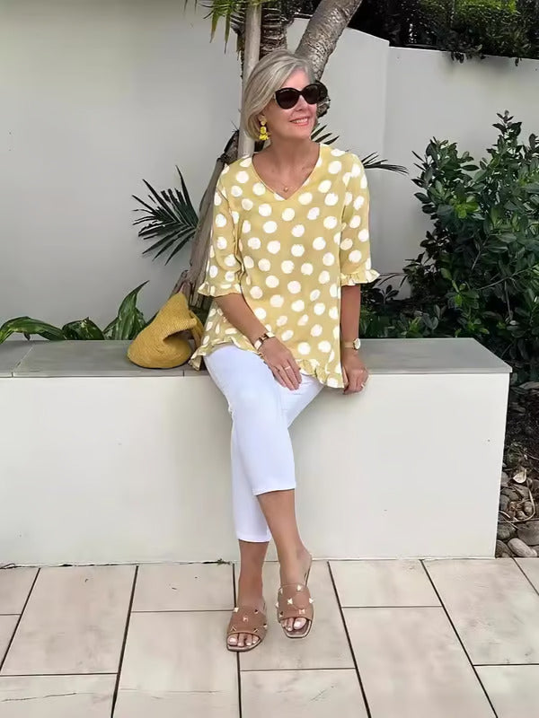 Summer V-Neck Casual Blouse – Comfortable and Everyday-Friendly