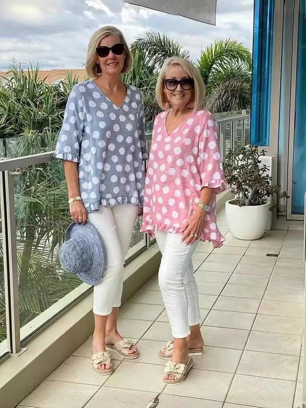 Summer V-Neck Casual Blouse – Comfortable and Everyday-Friendly