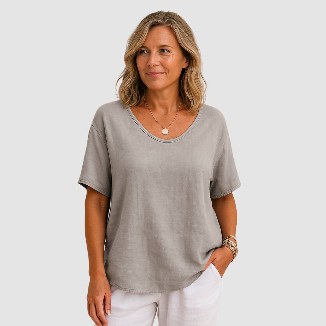 U-Neck Loose Fit Summer T-Shirt – Light and Comfortable