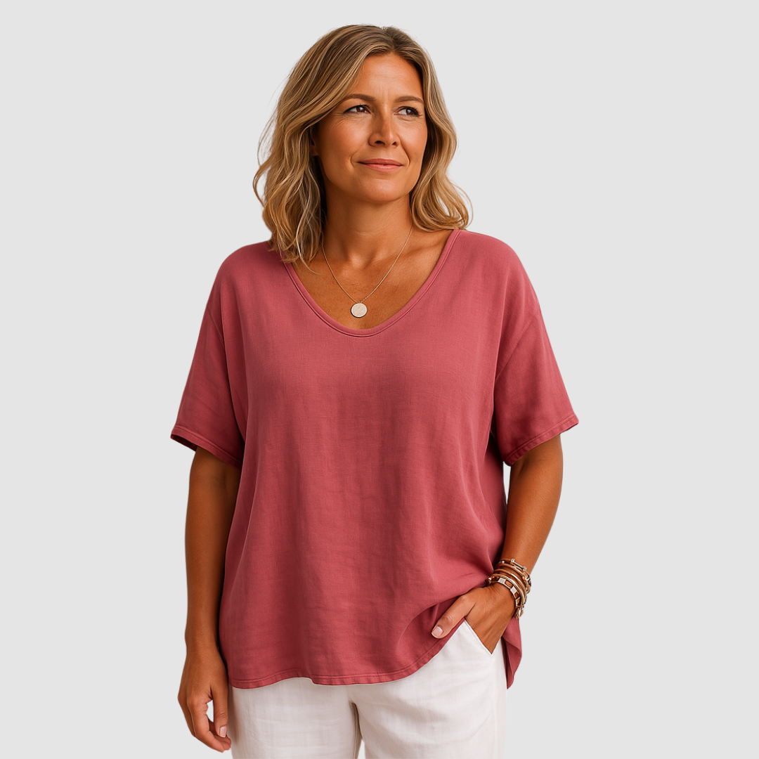 U-Neck Loose Fit Summer T-Shirt – Light and Comfortable