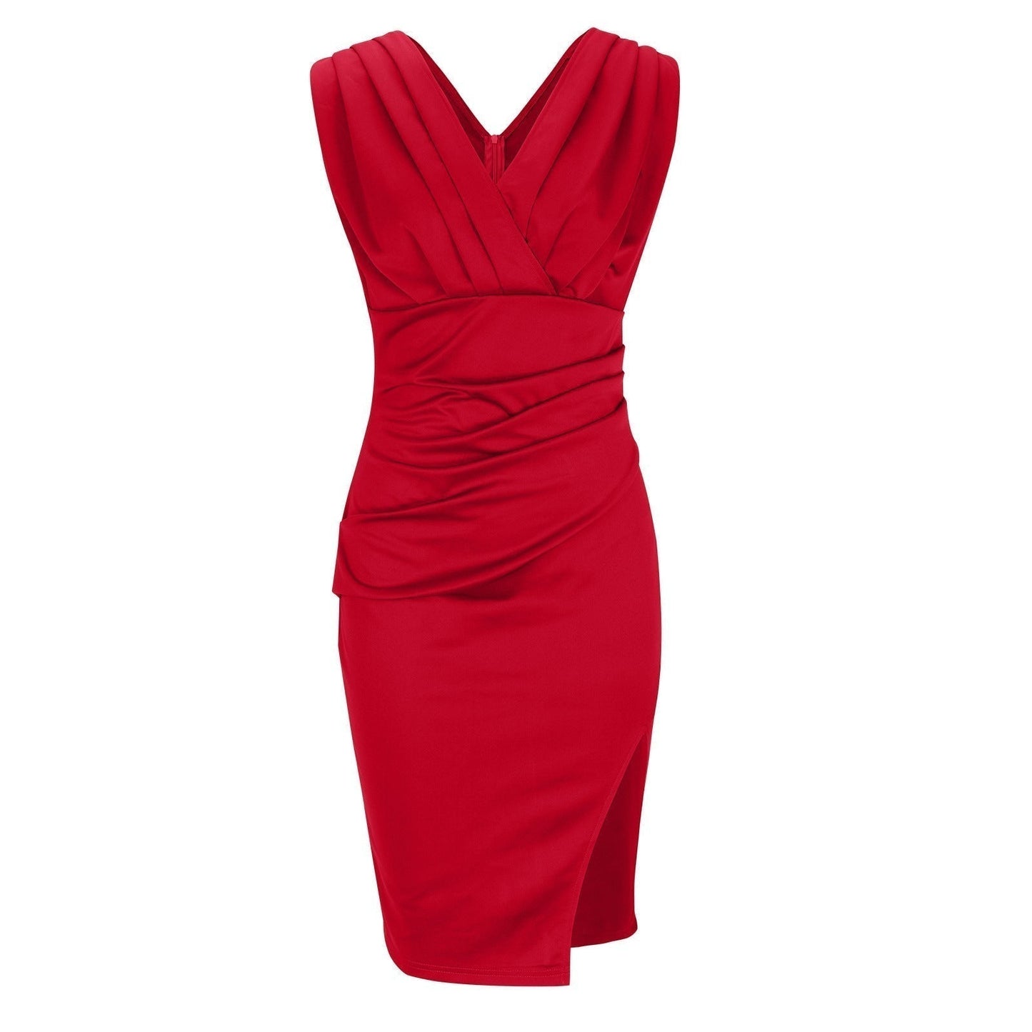 V-Neck Midi Cocktail Dress – Elegant and Refined