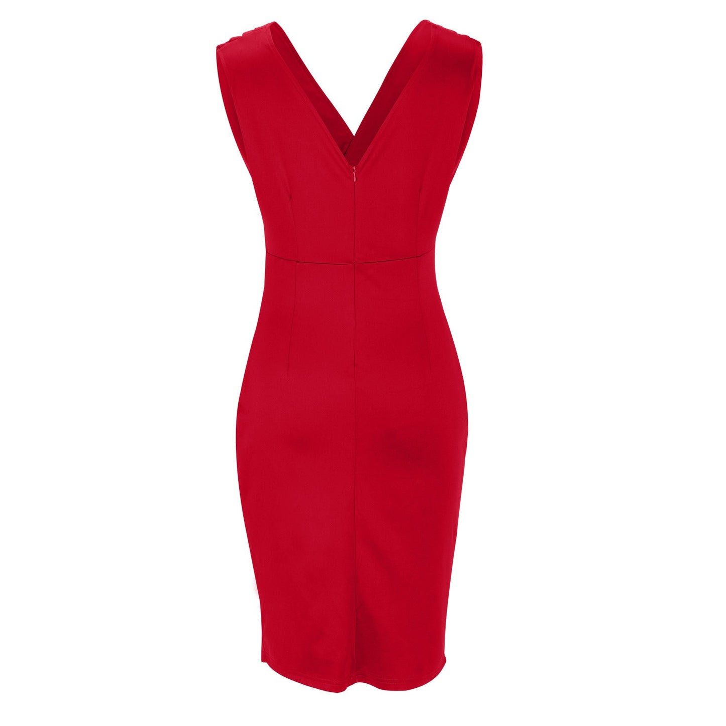 V-Neck Midi Cocktail Dress – Elegant and Refined
