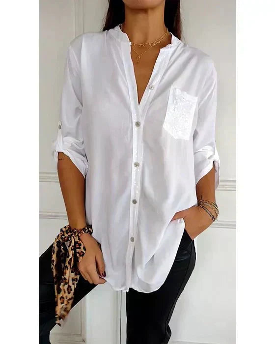 White Cotton Slim Fit Shirt with Long Sleeves – Timeless and Chic
