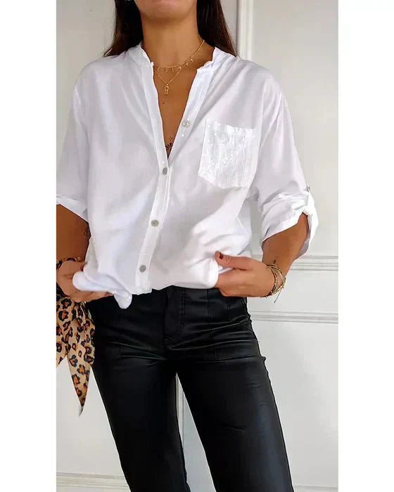 White Cotton Slim Fit Shirt with Long Sleeves – Timeless and Chic