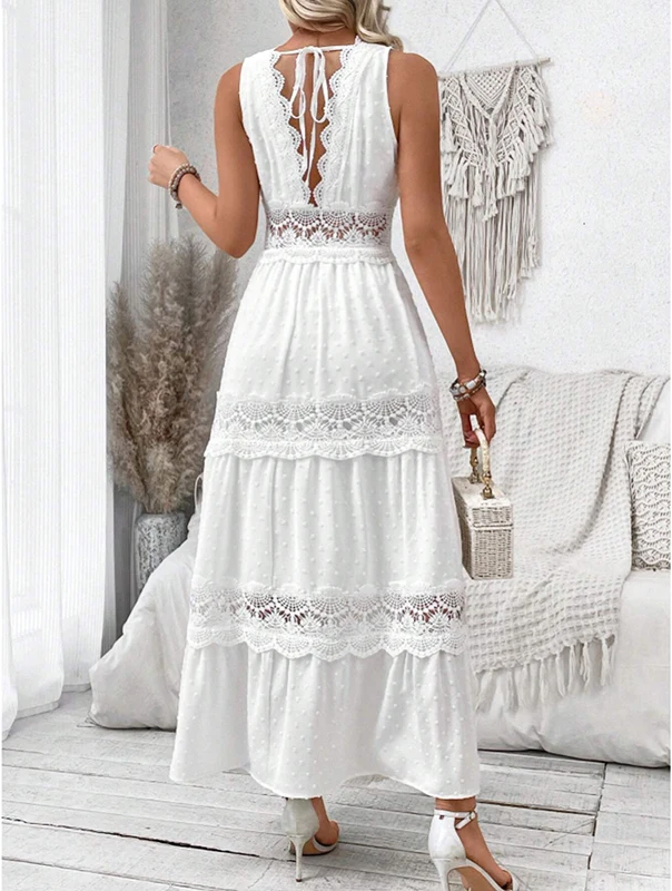 White Lace Maxi Dress – Elegant and Airy