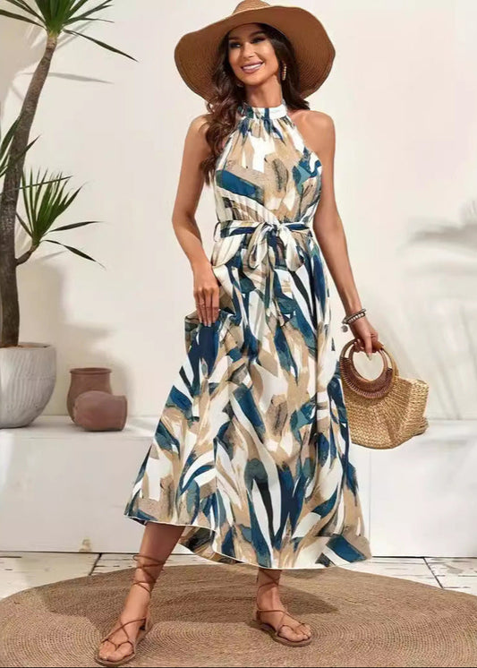 Bohemian Halter Neck Maxi Dress – Flowing and Elegant