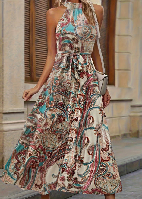 Bohemian Halter Neck Maxi Dress – Flowing and Elegant