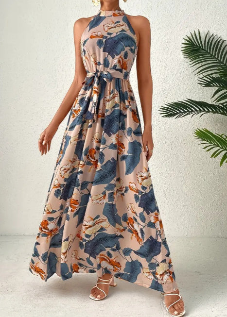 Bohemian Halter Neck Maxi Dress – Flowing and Elegant