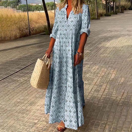 Bohemian V-Neck Maxi Dress – Flowing and Breezy