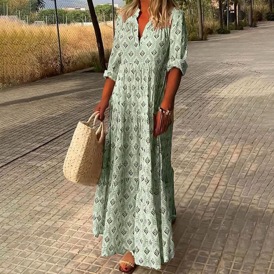 Bohemian V-Neck Maxi Dress – Flowing and Breezy