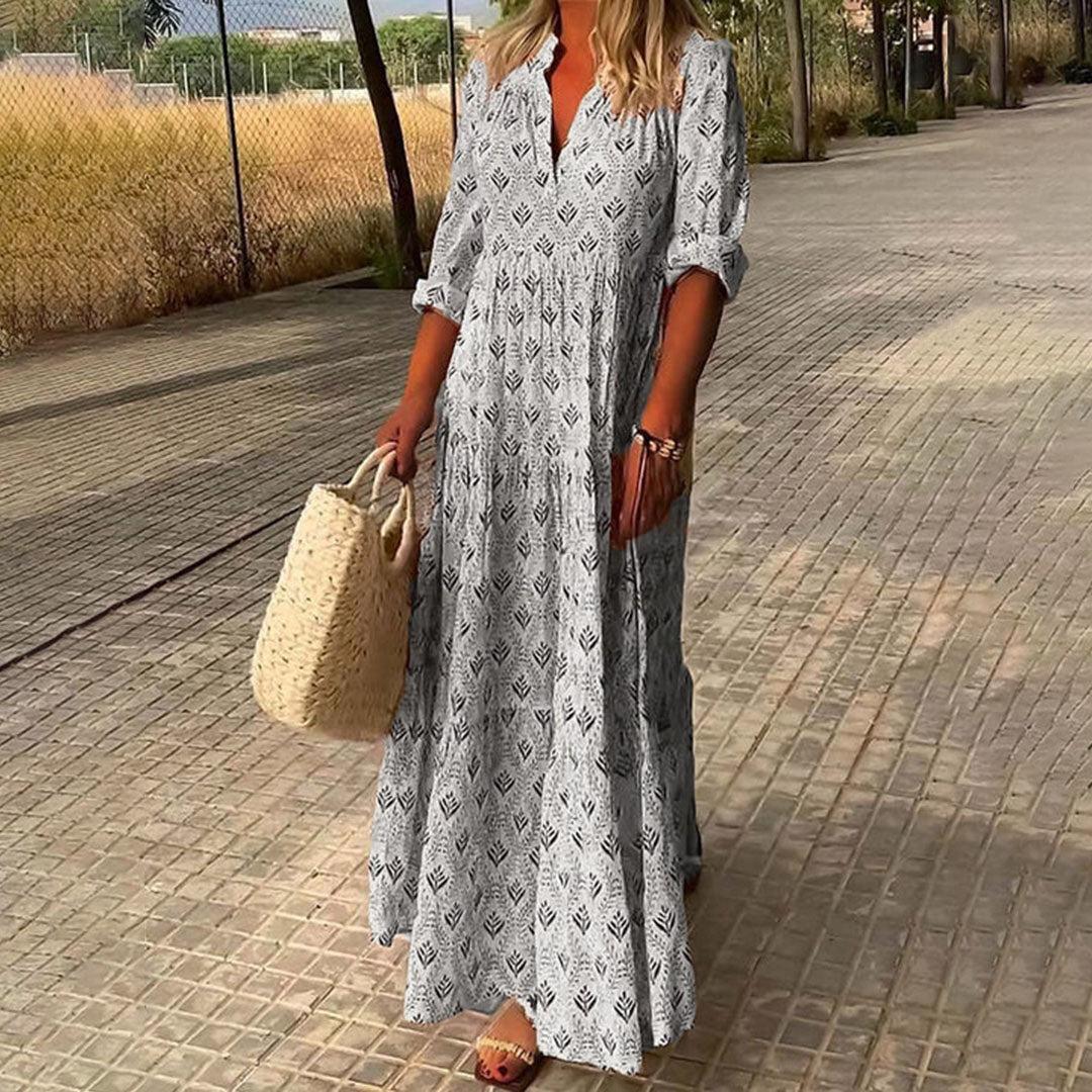 Bohemian V-Neck Maxi Dress – Flowing and Breezy