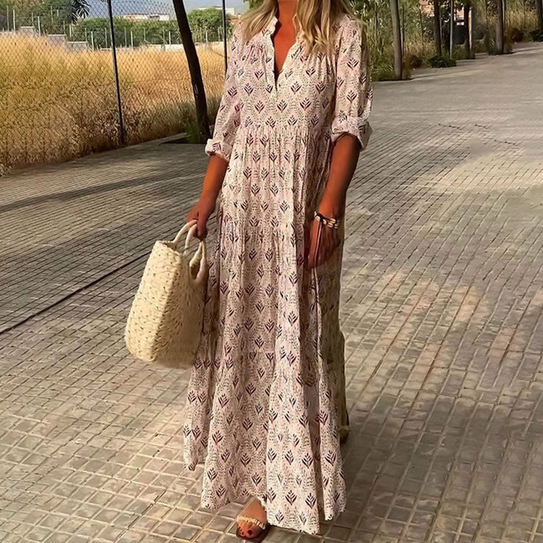 Bohemian V-Neck Maxi Dress – Flowing and Breezy