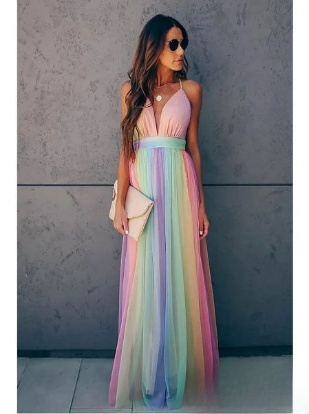 Colorful Pleated Maxi Dress – Flattering and Vibrant