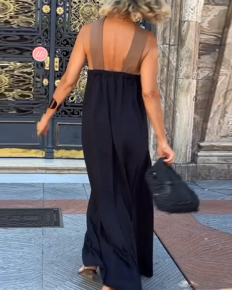 Flowing Summer Dress with Crossover Collar – Light and Flattering