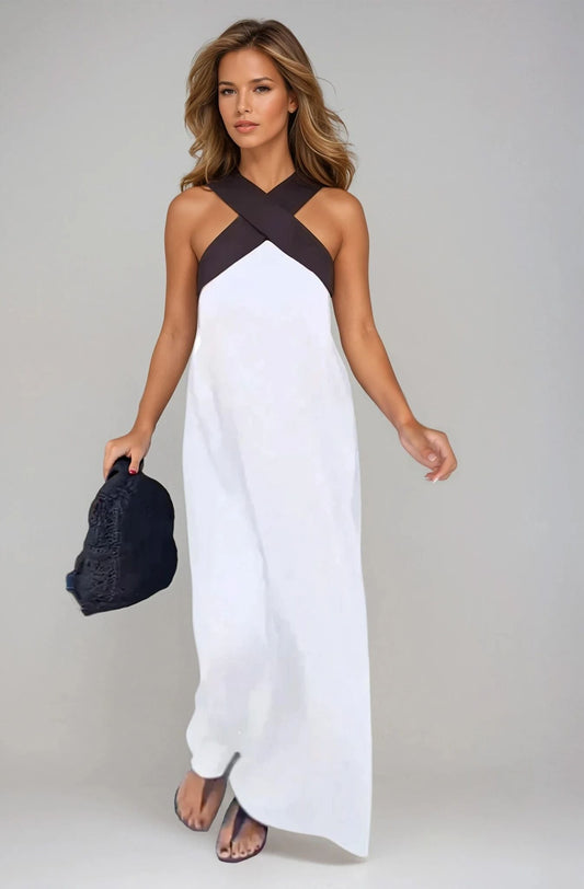 Flowing Summer Dress with Crossover Collar – Light and Flattering