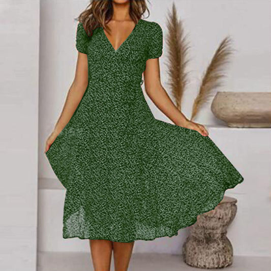 Lightweight Flared V-Neck Midi Dress – Elegant and Airy
