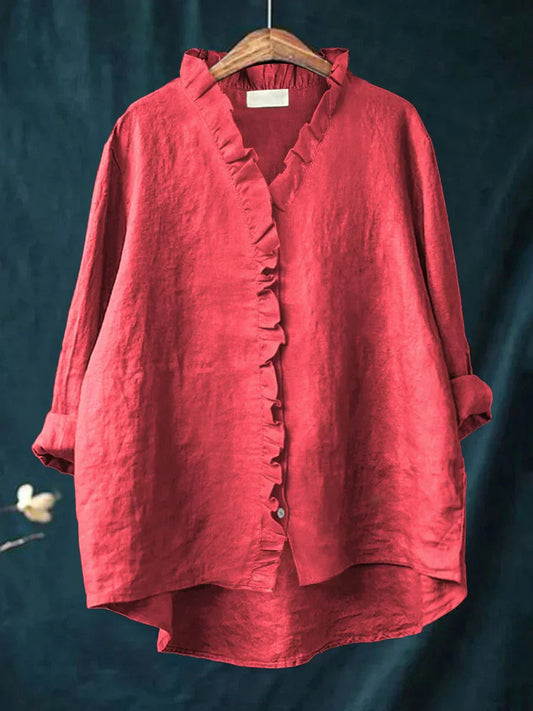 Linen Cotton Ruffle Shirt – Lightweight and Feminine