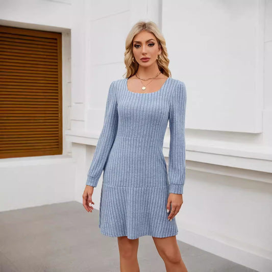 Long Sleeve Square Neck Mini Dress – Flattering and Stylish