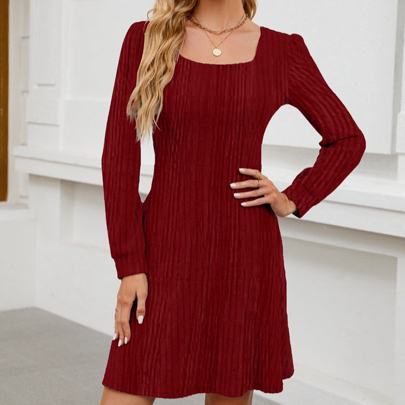 Long Sleeve Square Neck Mini Dress – Flattering and Stylish