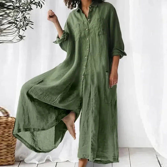 Loose Fit Wide-Leg Jumpsuit – Lightweight and Comfortable