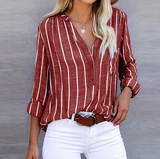 Red Striped Loose Fit Shirt – Bold and Relaxed