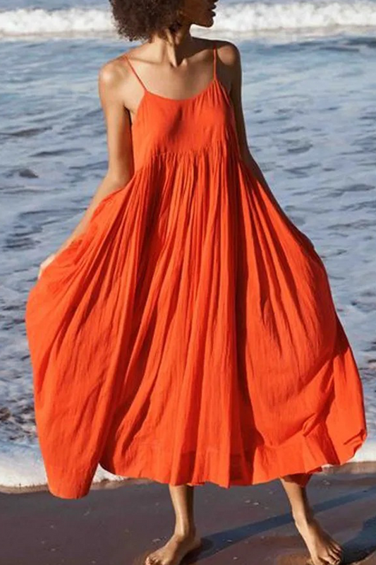 Summer Patchwork Midi Dress with Spaghetti Straps – Breezy and Light
